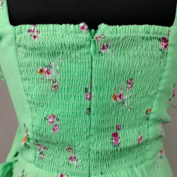 NWT WAYF Wrap Front Tie Strap Mini Dress in Mint Ditsy Sz. XS - Picture 12 of 13
